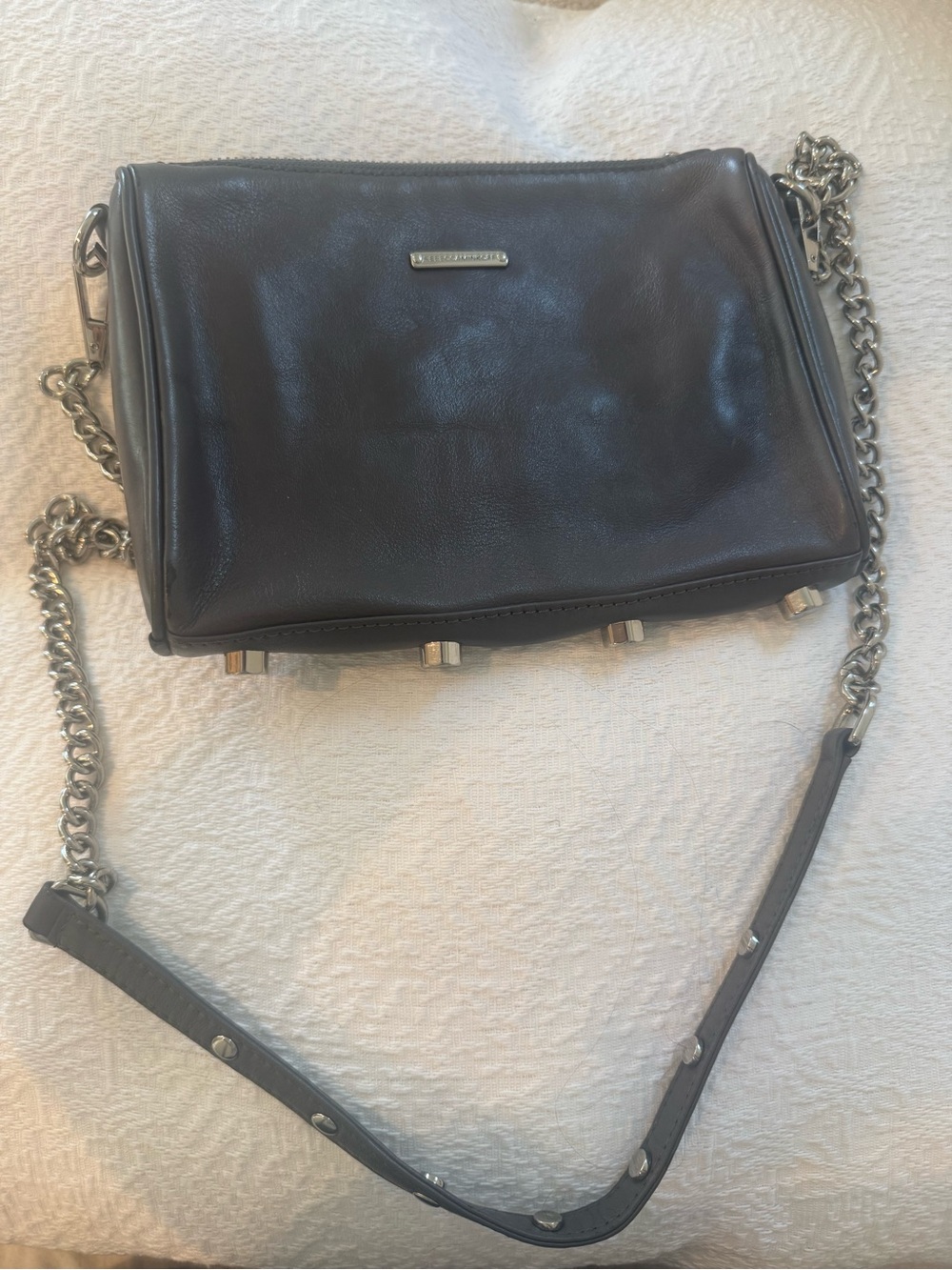 Rebecca Minkoff Gray Leather Chain-strap Crossbody Bag